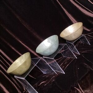 Iridescent Capiz Shell Bowls Decorative Trinket Dishes Home Decor Accent set (3)